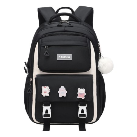 Kids Backpack Children School Bags for Girls Orthopedic Waterproof Primary Schoolbag  (Black)