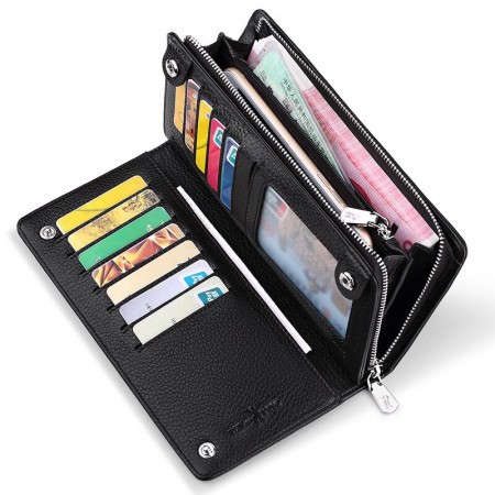 Men & Women Leather Receipt Holder Fashion Cash Holder Wallet