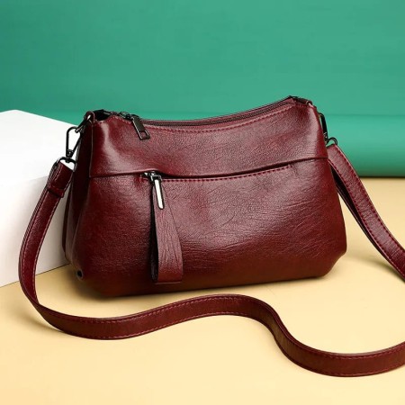 Women Crossbody Artificial Leather Bag ( maroon color )