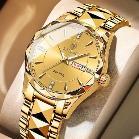 BINBOND Business Watch For Men Luxury Original Waterproof Stainless Steel- Gold