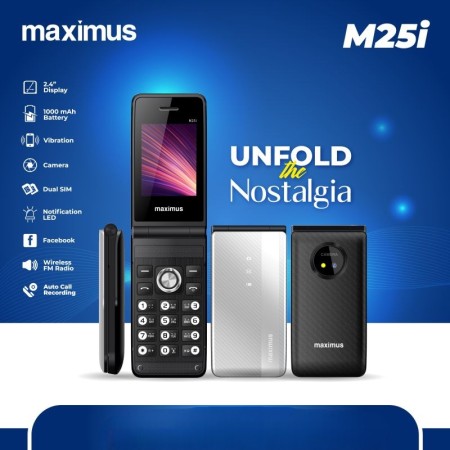 Maximus M-25i dual Sim Supported Flip Phone Silver SandColor