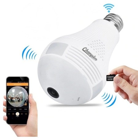 V380 Fish Eye Bulb WiFi IP Camera  Fisheye Panoramic Bulb Camera