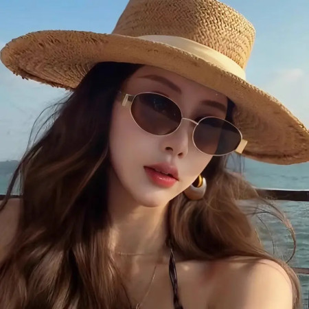 18k Gold plated Trendy Luxury Oval Sunglasses for Women