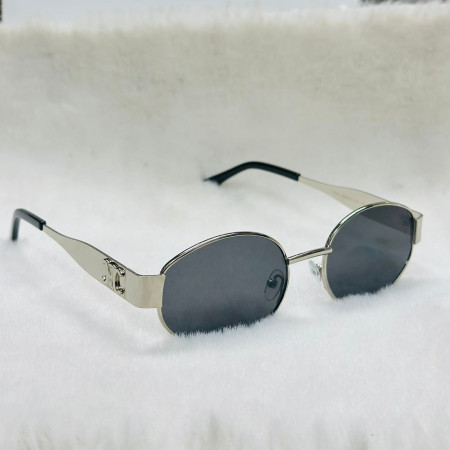 18k Gold plated Trendy Luxury Oval Sunglasses for Men Women - Silver