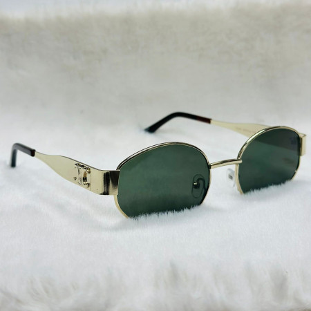 18k Gold plated Trendy Luxury Oval Sunglasses for Men Women -  Blackish green