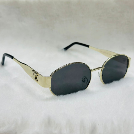 18k Gold plated Trendy Luxury Oval Sunglasses for Men Women - Black
