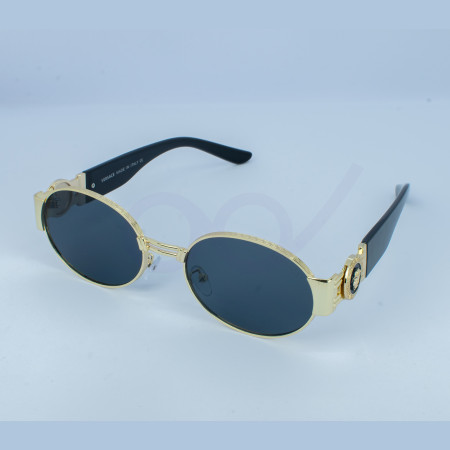 VES71 Golden Black Oval Retro Style Sunglass