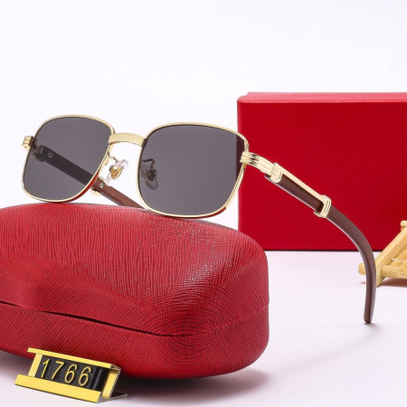 Cartier - CT0363S Gold Black Geometric Sunglasses