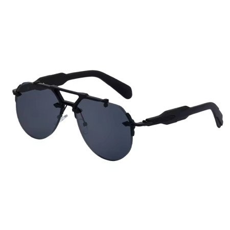 Rimless Oversized Premium Pilot Sunglasses - Black