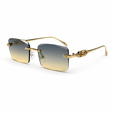 Cartier  Rimless Sunglass- YT1051 - Gold Blue C8