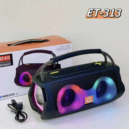 ET-313 Double Speaker 6 inch wireless BT portable stereo bass fabric with FM Radio LED Colorful Light DJ Party bluetooth Speaker