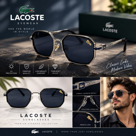 L966 lacoste Premium Stylish Sunglass - Silver