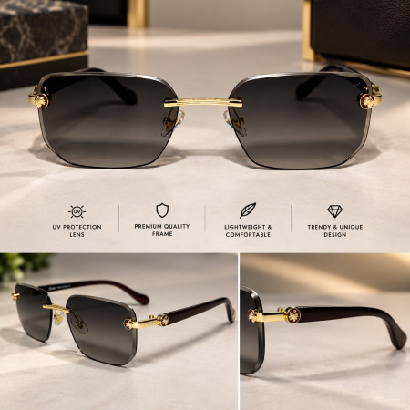 Royal Noir Rimless Sunglasses - Brown
