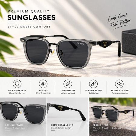 Prada Premium Ash & Black Eyewear Sunglass